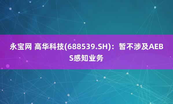 永宝网 高华科技(688539.SH)：暂不涉及AEBS感知业务